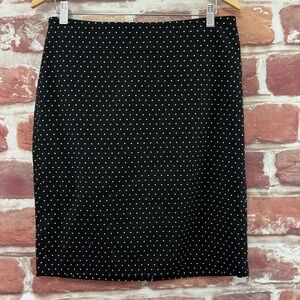 Rafaella Skirt Women's 10 Black White Diamond Dot Career Work Office Zip Up